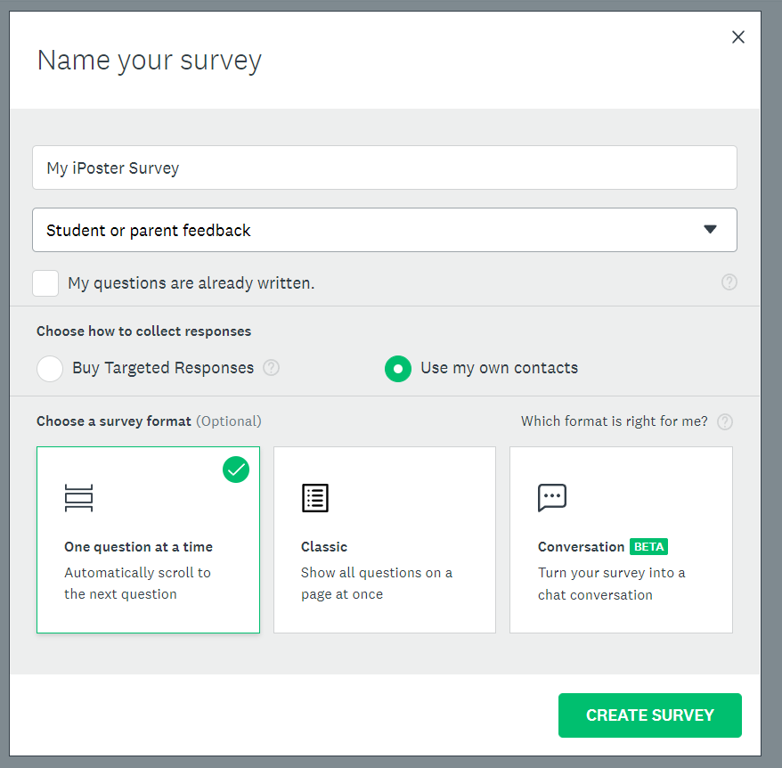 How can I add a survey to my iPoster?
