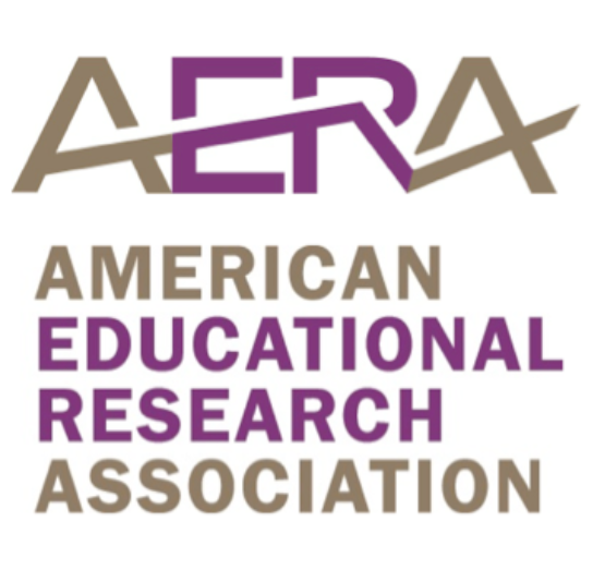 the letters 'A,E,R,A' written in large print at the top of the logo in gold and purple. Below this in smaller block text also in gold and purple are the words: 'American Educational Research Association'.