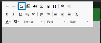 The content box toolbar from the iPoster editor. the insert image tool is circled in blue. 