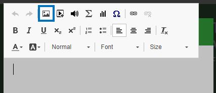 The content box toolbar from the iPoster editor. the insert image tool is circled in blue.