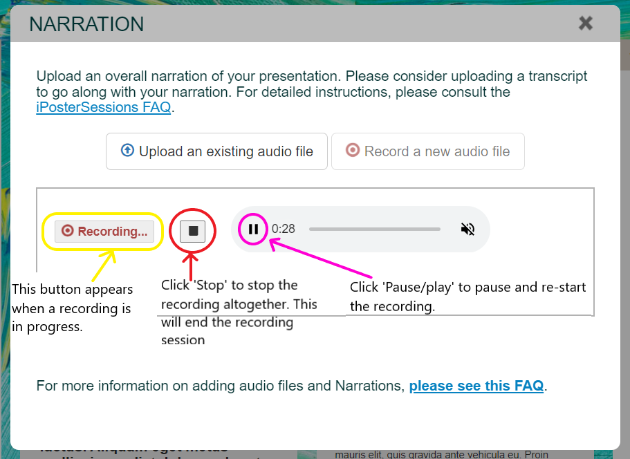 How do I add transcripts for narration or audio snippets