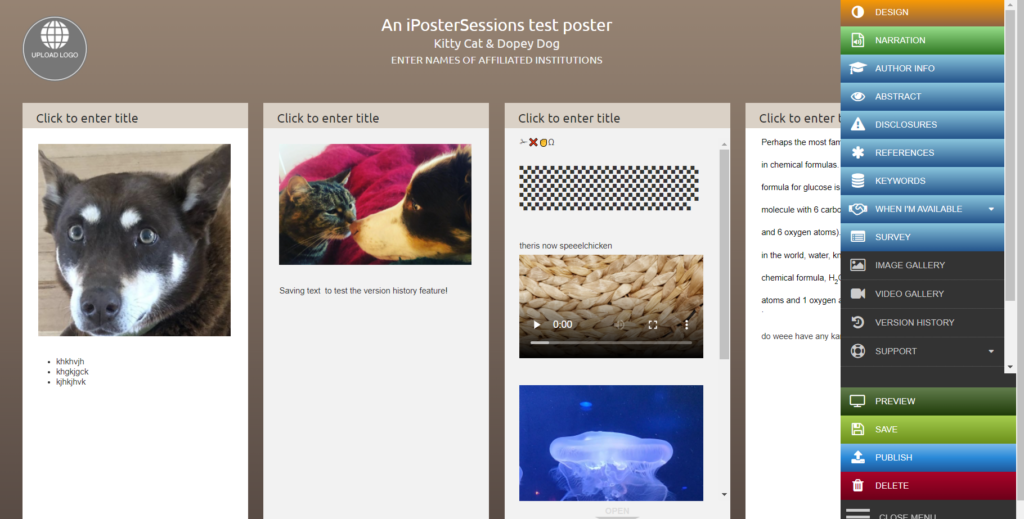 Screenshot of an iPoster in progress in the iPoster Editor